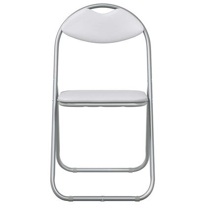 Sedia pieghevole 8 pz Pelle Sintetica Bianco e Grigio