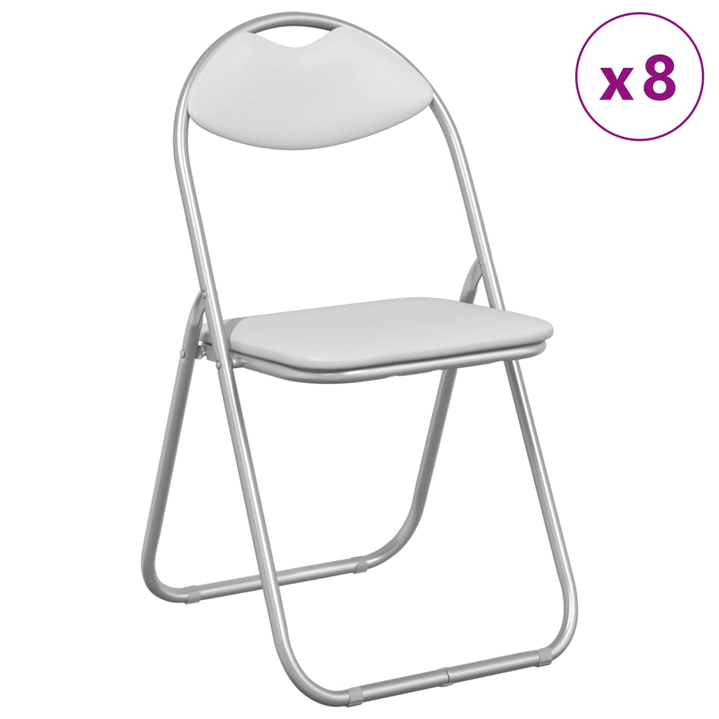 Sedia pieghevole 8 pz Pelle Sintetica Bianco e Grigio