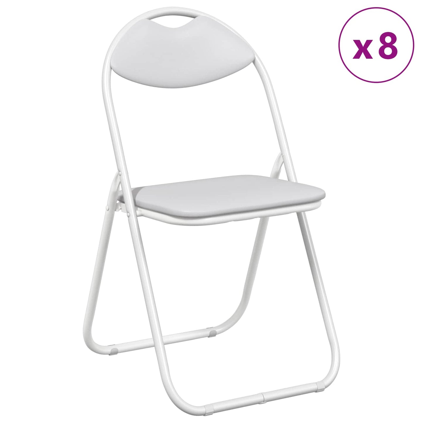Sedia pieghevole 8 pz Pelle Sintetica Bianco 48 x 43,5 x 81 cm