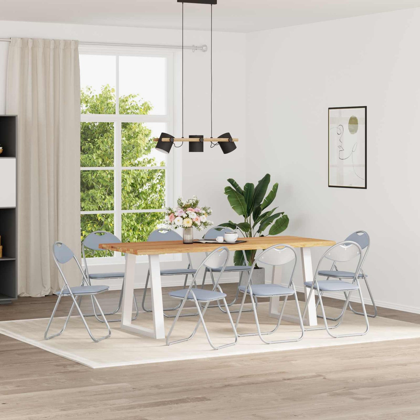 Sedia pieghevole 8 pz Pelle Sintetica Grigio 48 x 43,5 x 81 cm