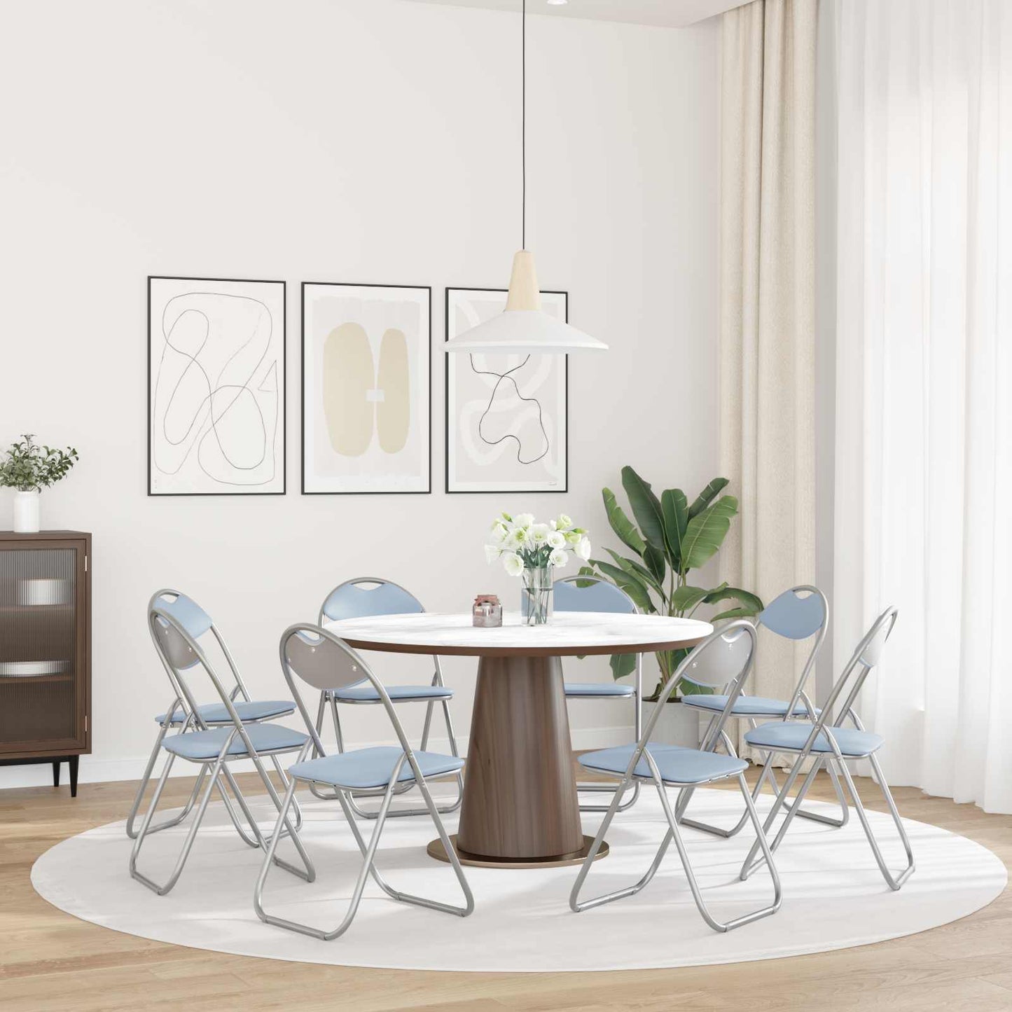 Sedia pieghevole 8 pz Pelle Sintetica Grigio 48 x 43,5 x 81 cm