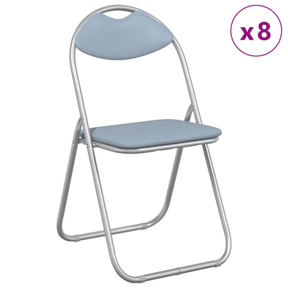 Sedia pieghevole 8 pz Pelle Sintetica Grigio 48 x 43,5 x 81 cm