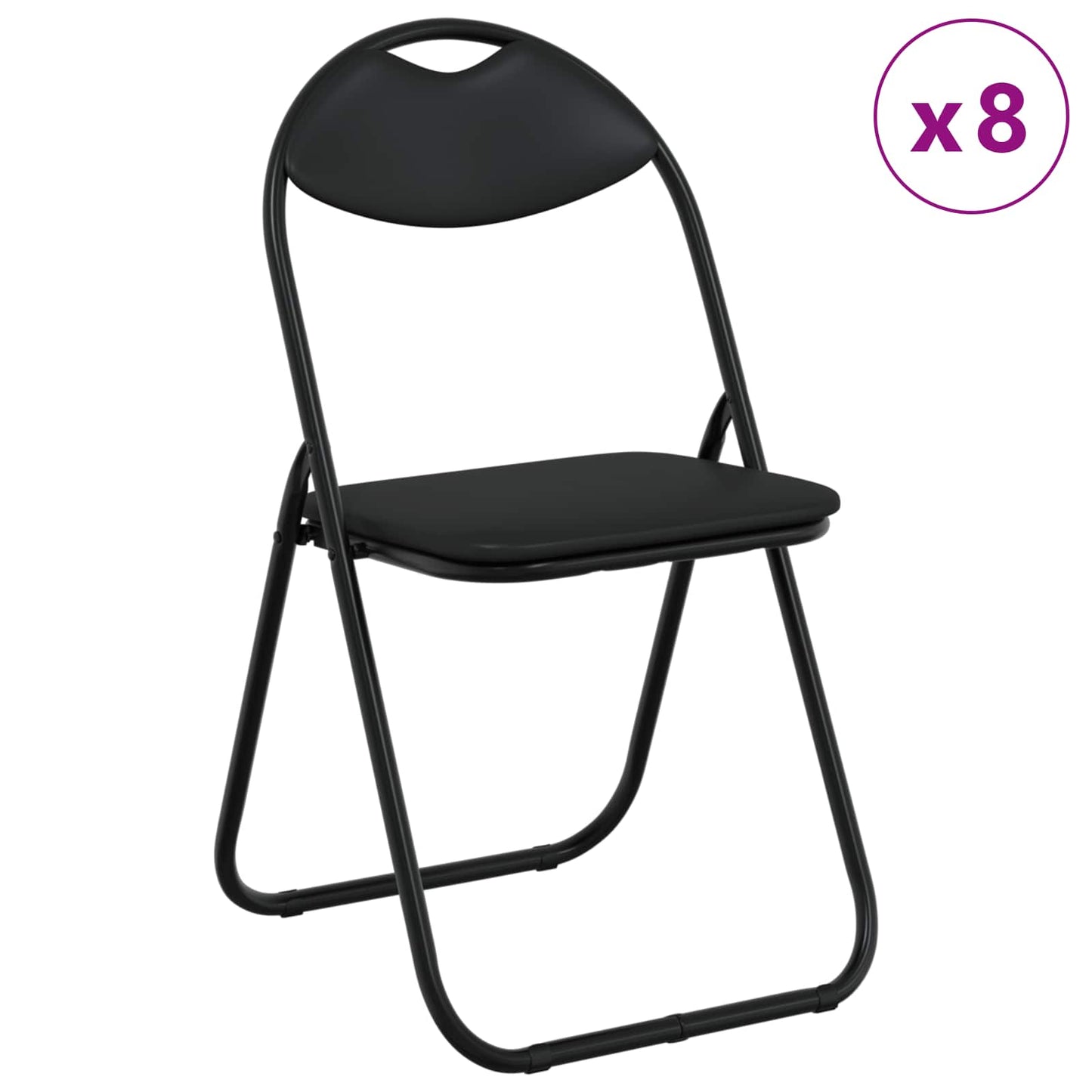 Sedia pieghevole 8 pz Pelle Sintetica Nero 48 x 43,5 x 81 cm