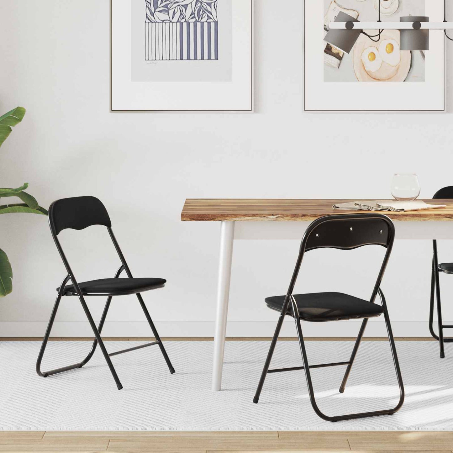 Sedia pieghevole 2 pcs Nero 48 x 44 x 78 cm Velluto