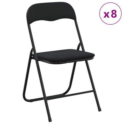 Sedia pieghevole 8 pcs Nero 48 x 44 x 78 cm Velluto