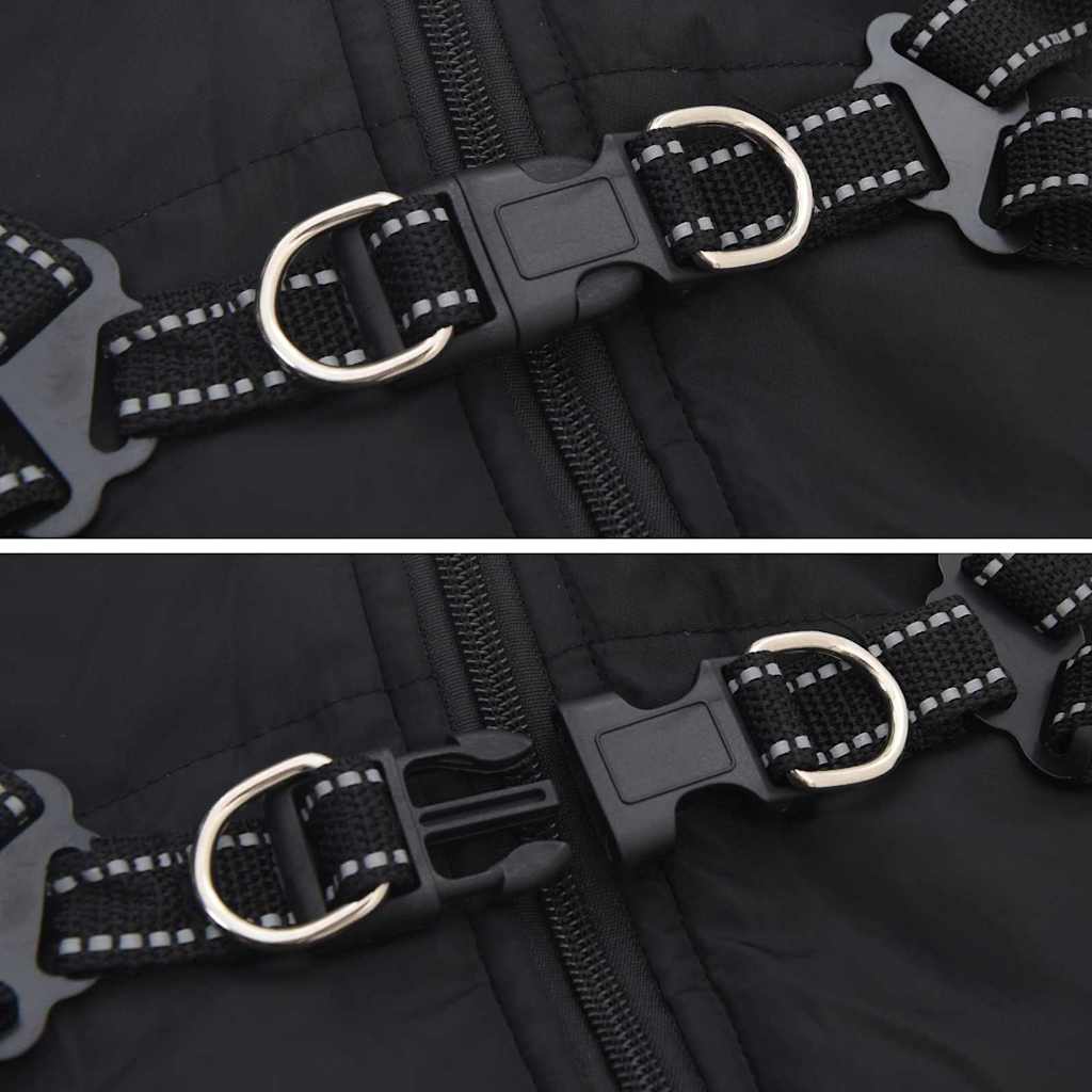 Cappotto per Cani con imbracatura Nero S Pile e Poliestere