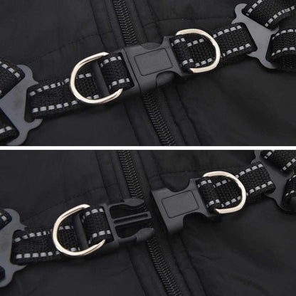 Cappotto per Cani con imbracatura Nero M Pile e Poliestere