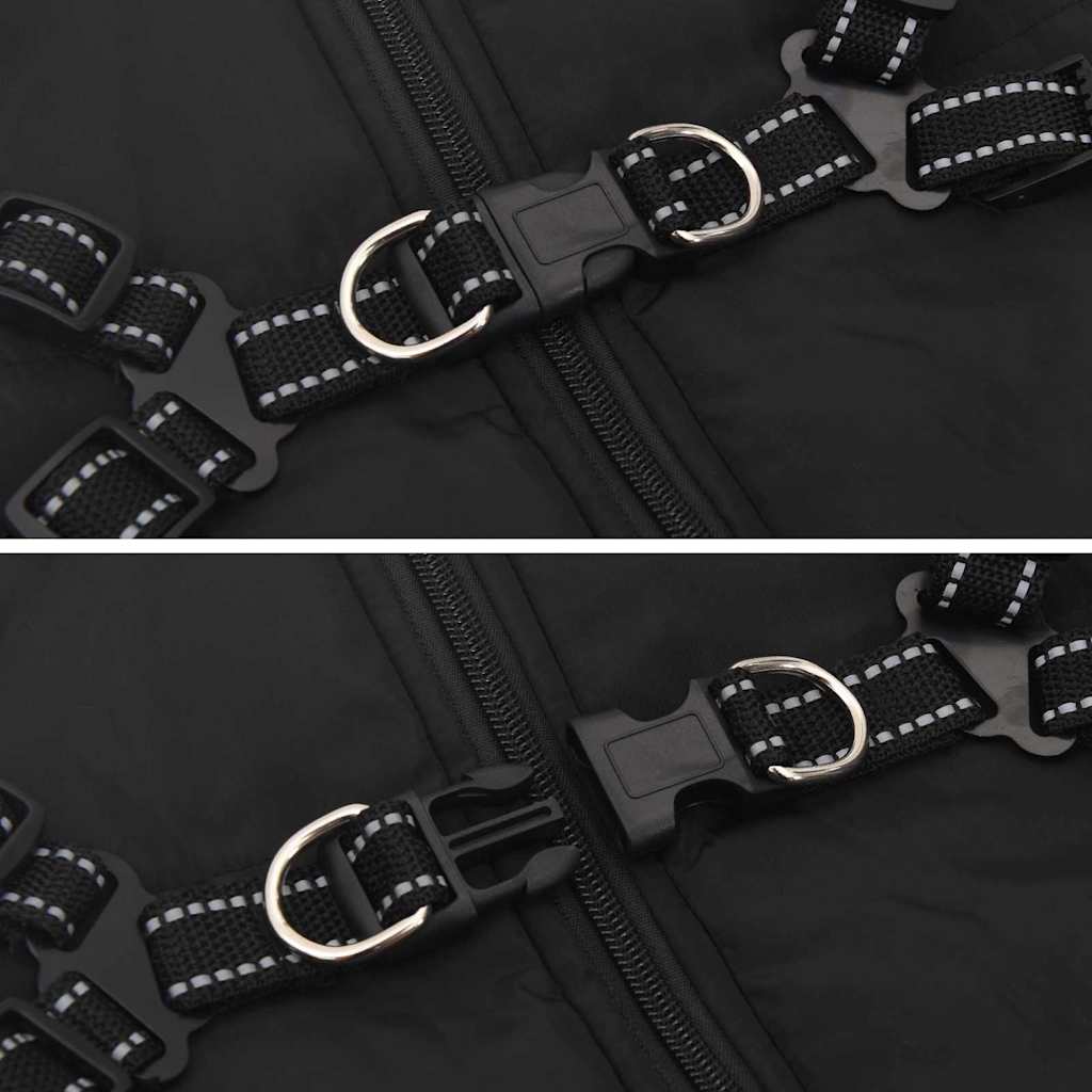 Cappotto per Cani con imbracatura Nero 6XL Pile e Poliestere