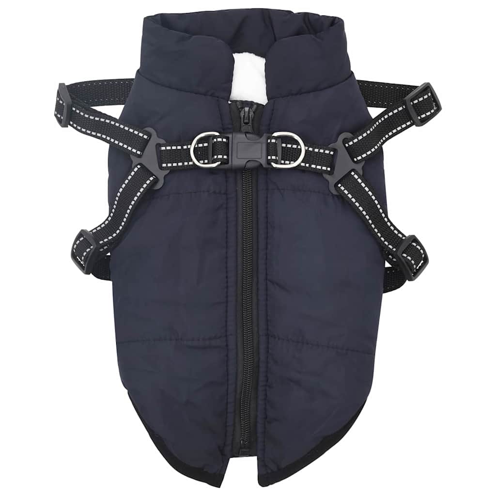 Cappotto per Cani con imbracatura Blu navy L Pile e Poliestere