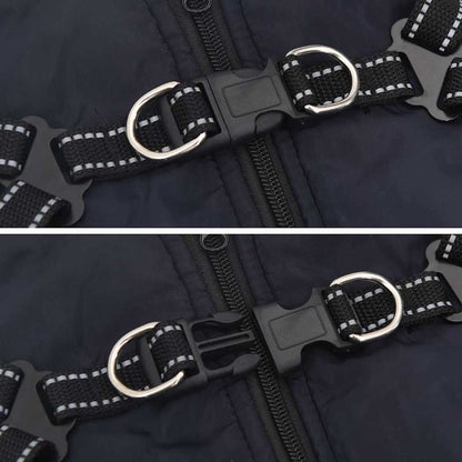 Cappotto per Cani con imbracatura Blu navy XL Pile e Poliestere