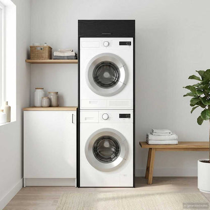Mobiletto per lavatrice Rovere Nero 67,5 x 68 x 200 cm | homemem39
