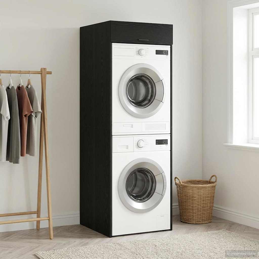 Mobiletto per lavatrice Rovere Nero 67,5 x 68 x 200 cm | homemem39