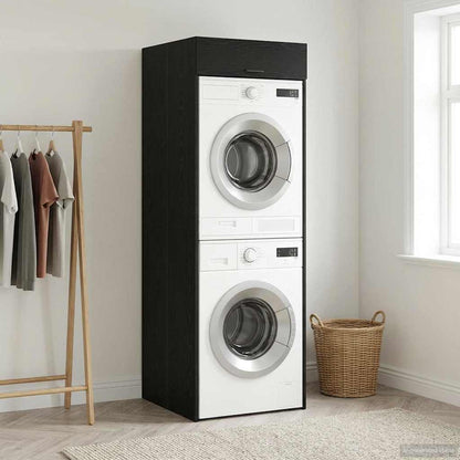 Mobiletto per lavatrice Rovere Nero 67,5 x 68 x 200 cm | homemem39