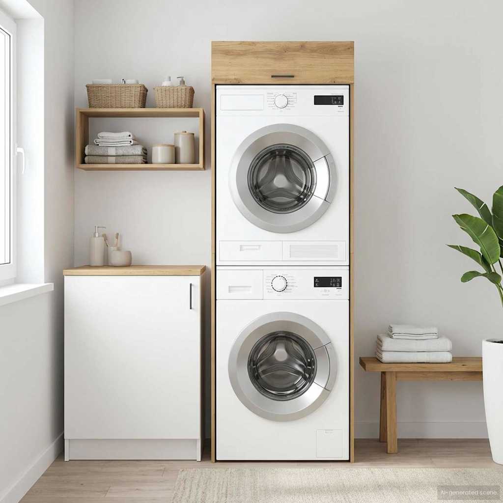 Mobiletto per lavatrice Rovere artigianale 67,5 x 68 x 200 cm | homemem39