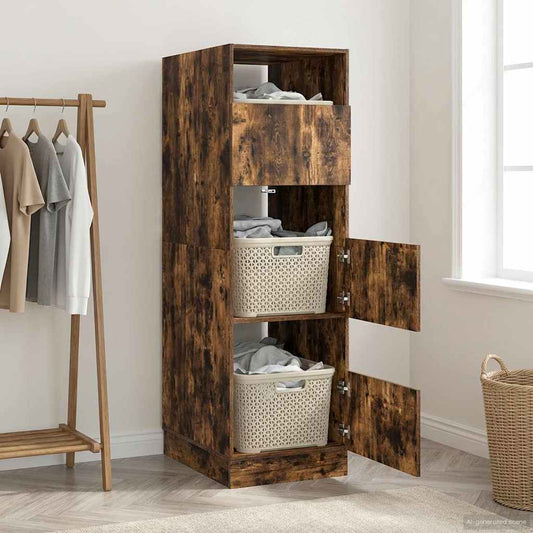 Mobile da lavanderia con porta Rovere fumé 50 x 68 x 162 cm