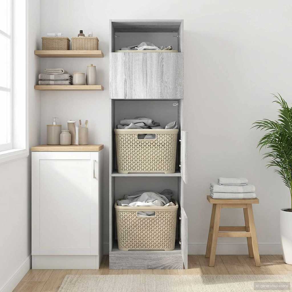 Mobile da lavanderia con porta Grigio Sonoma 50 x 68 x 162 cm | homemem39