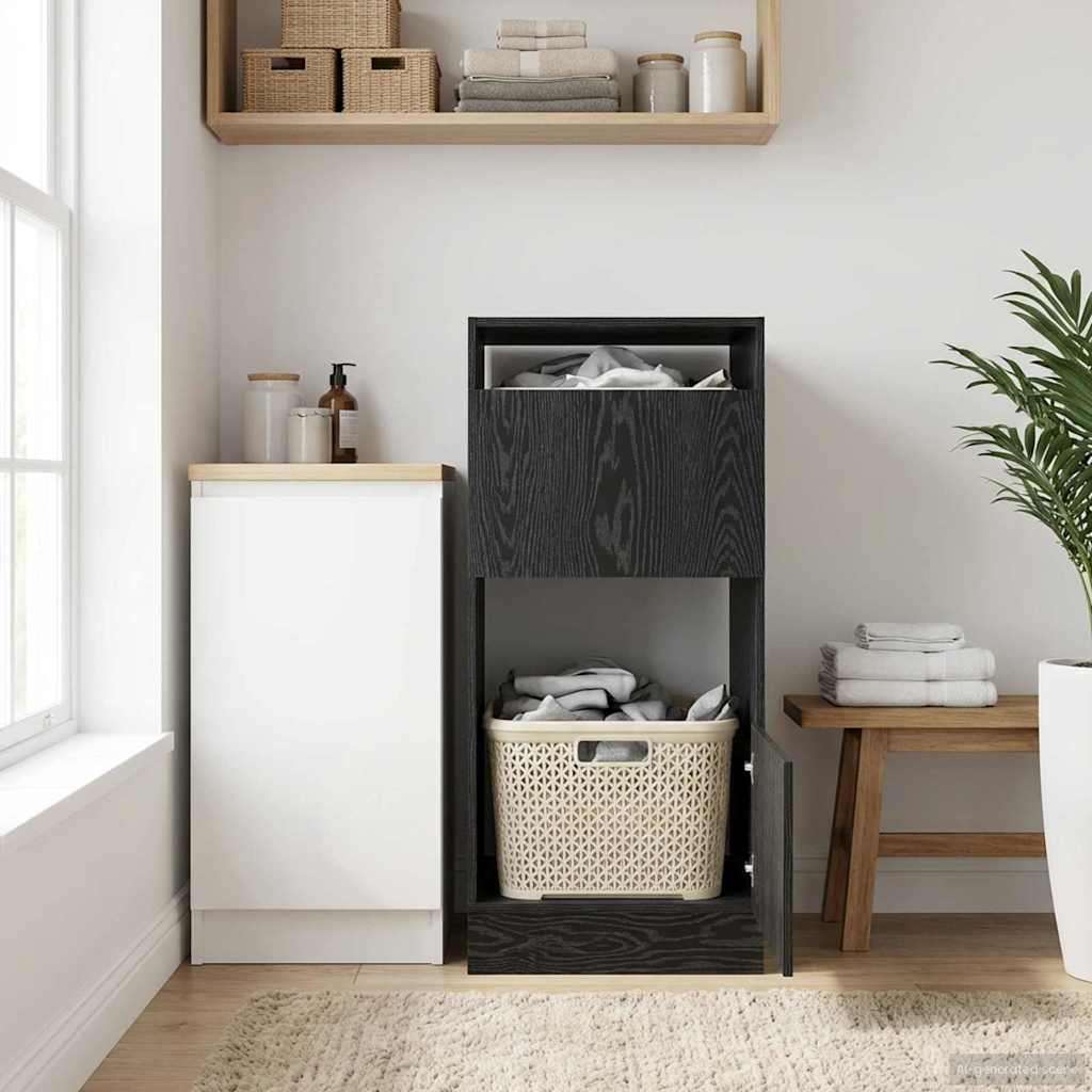 Mobile da lavanderia con porta Rovere Nero 50 x 68 x 102 cm
