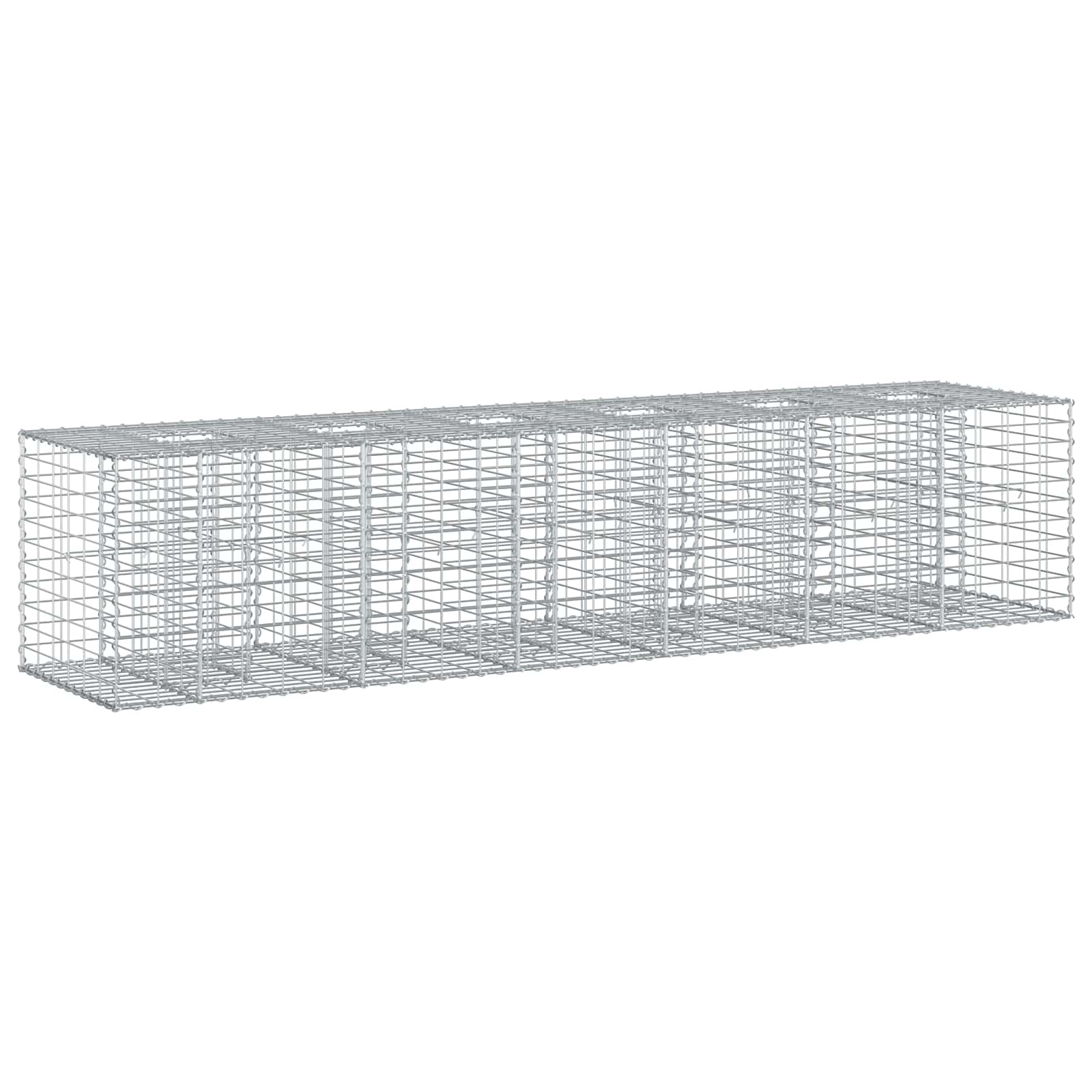 Letto rialzato in gabbione 2 pcs Argento 260 x 60 x 55 cm | homemem39