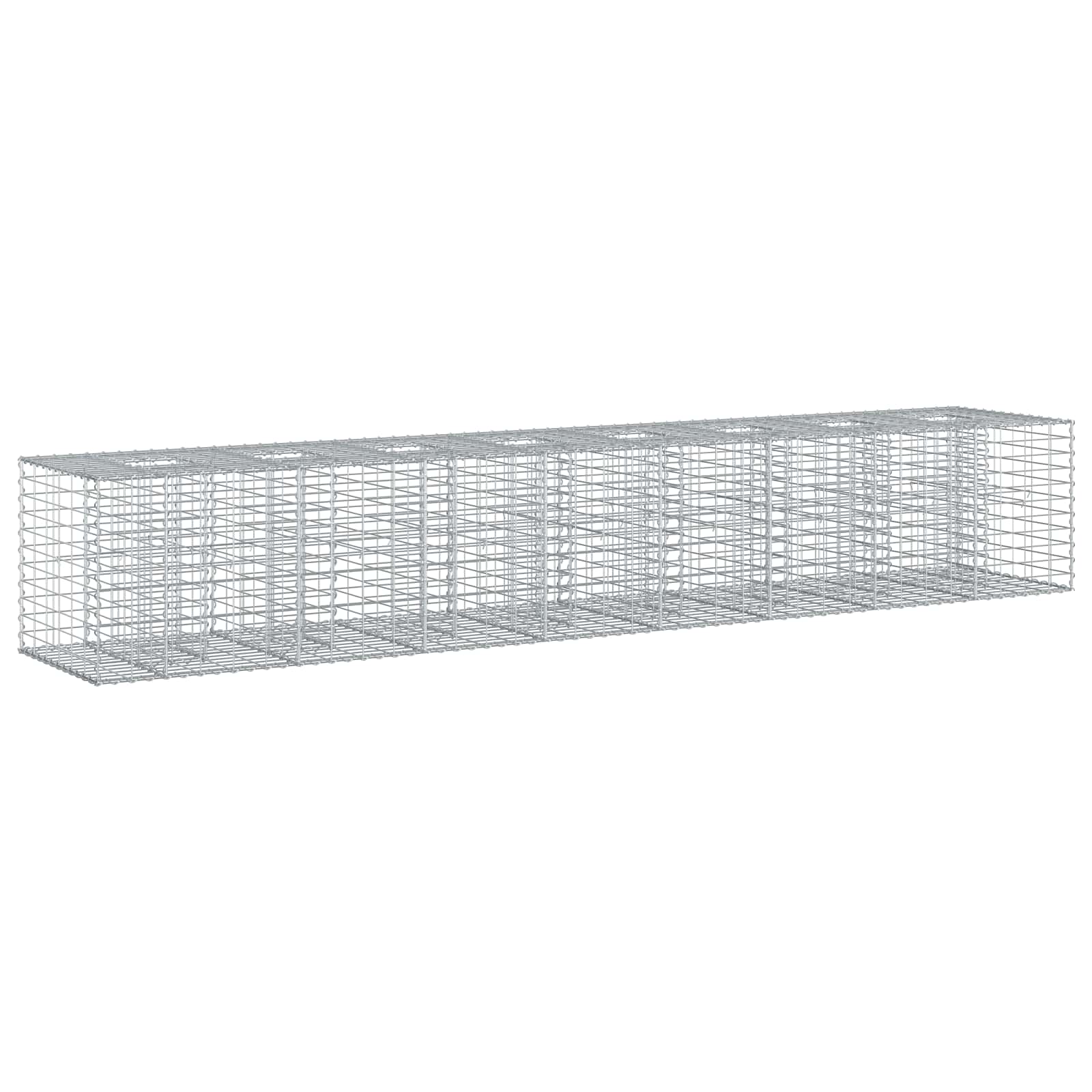 Letto rialzato in gabbione 2 pcs Argento 340 x 60 x 55 cm | homemem39