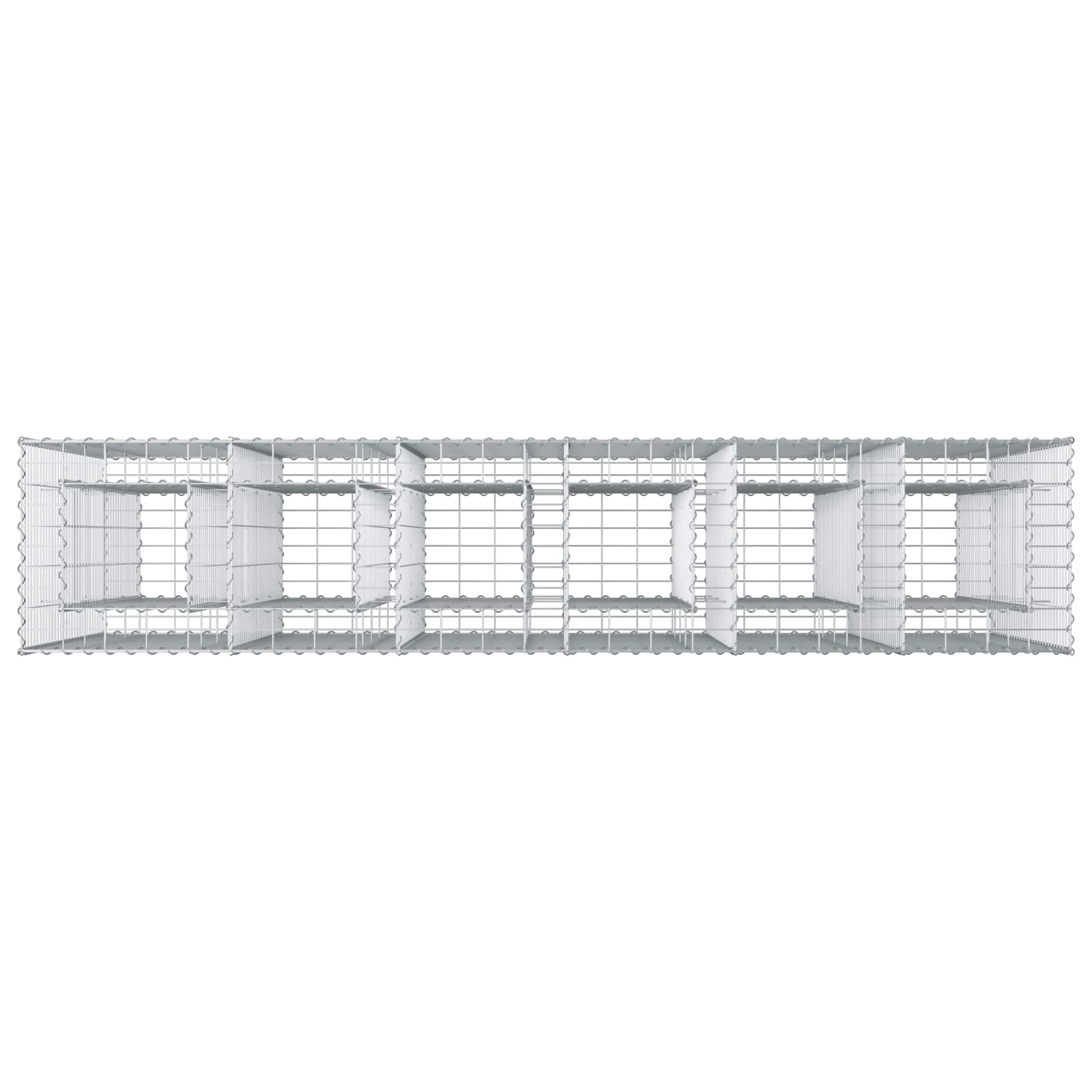 Letto rialzato in gabbione 3 pcs Argento 250 x 50 x 150 cm | homemem39