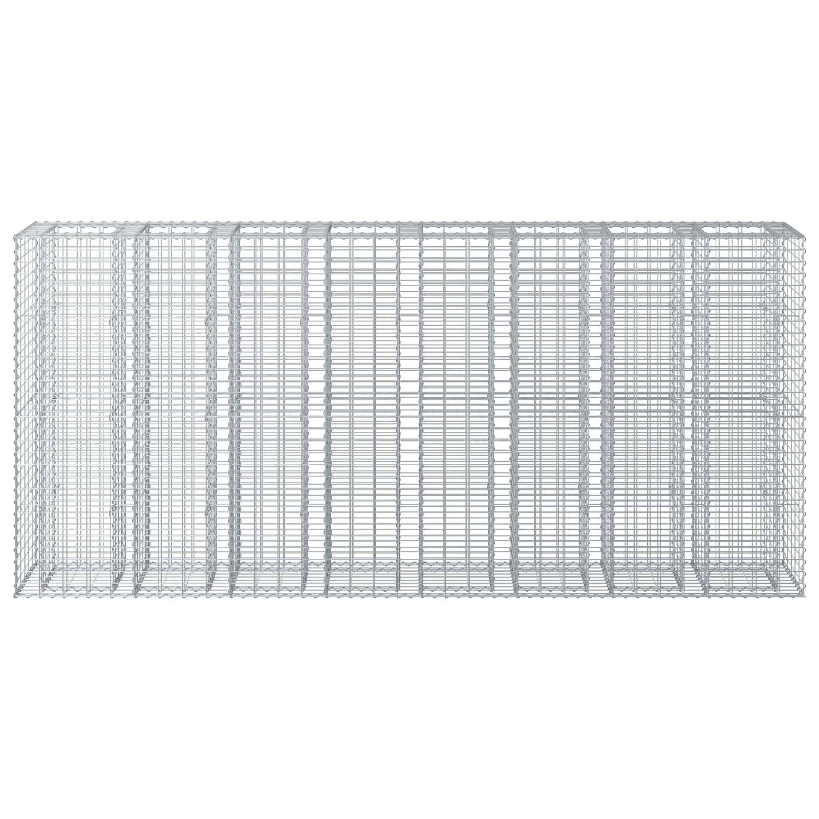 Letto rialzato in gabbione 4 pcs Argento 330 x 50 x 150 cm | homemem39