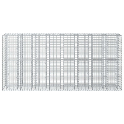 Letto rialzato in gabbione 4 pcs Argento 330 x 50 x 150 cm | homemem39