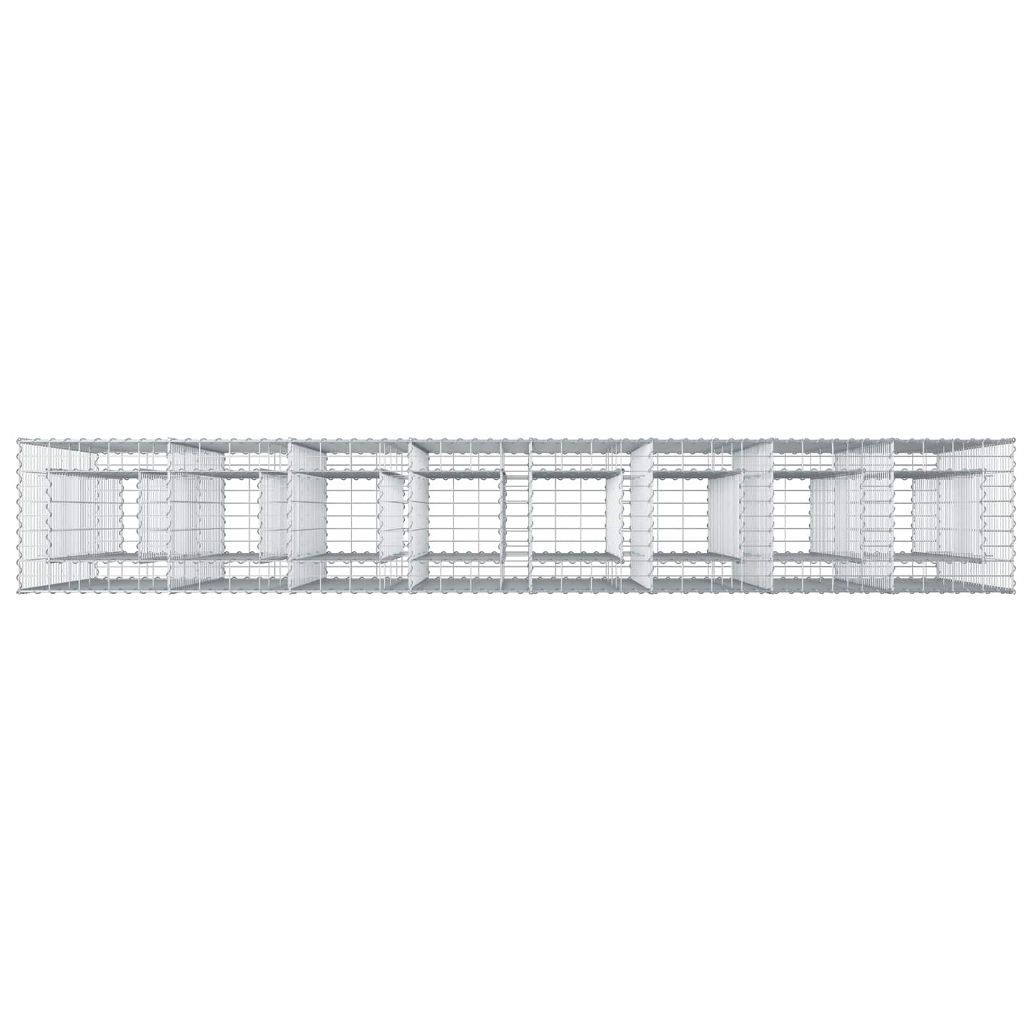 Letto rialzato in gabbione 4 pcs Argento 330 x 50 x 150 cm | homemem39