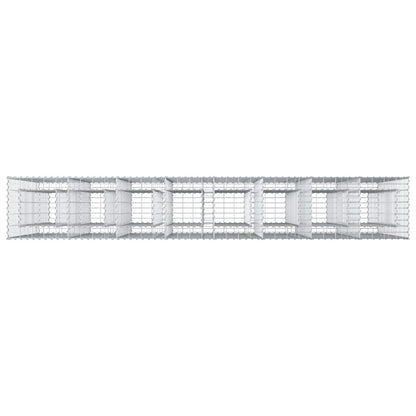 Letto rialzato in gabbione 4 pcs Argento 330 x 50 x 150 cm | homemem39