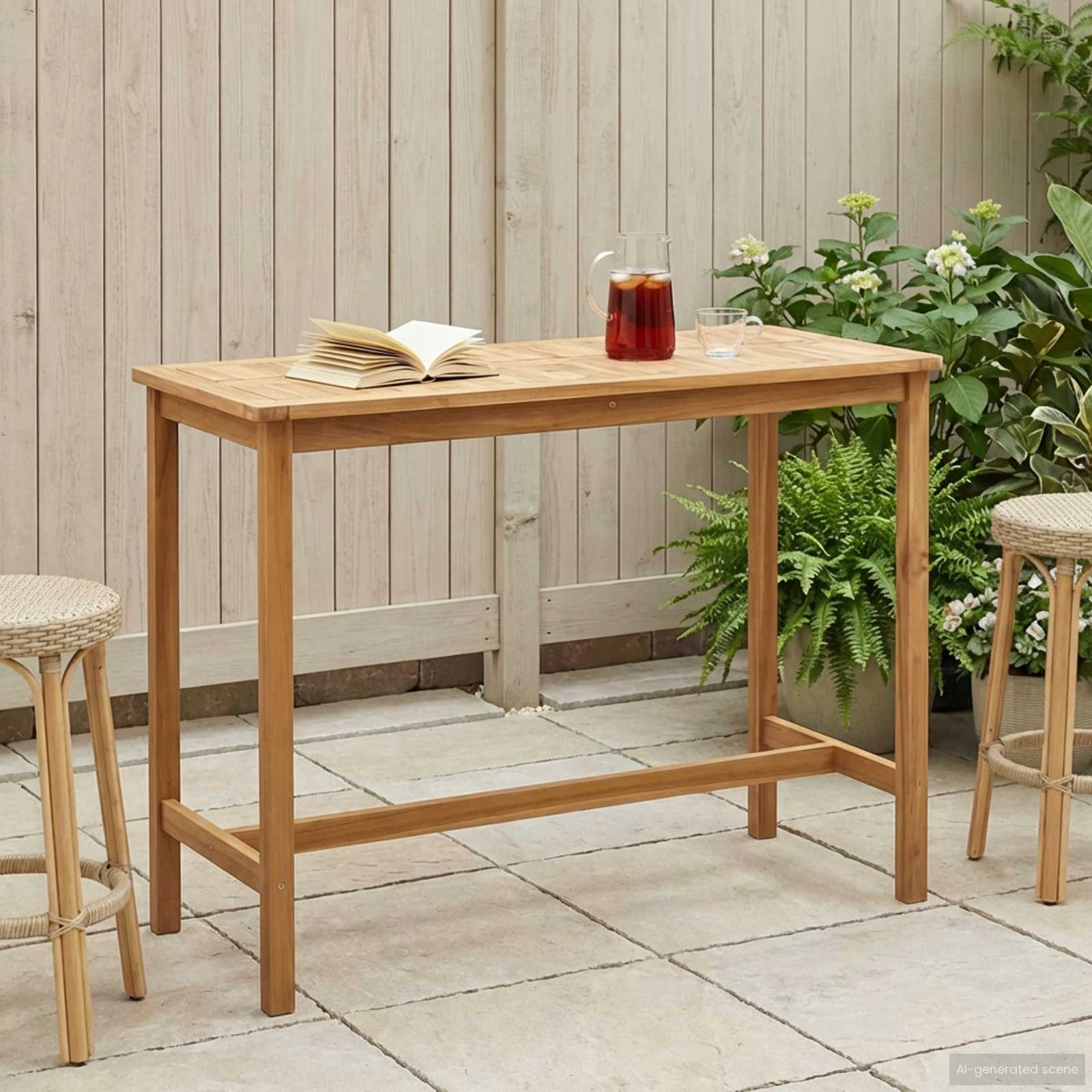Tavolo da bar Naturale 150 x 75 x 105 cm Legno di teak solido | homemem39