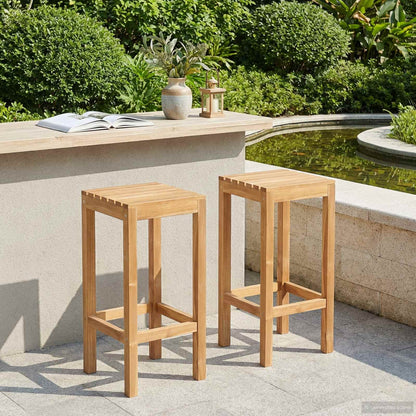 Sgabello da bar 2 pcs Marrone Legno di teak solido | homemem39