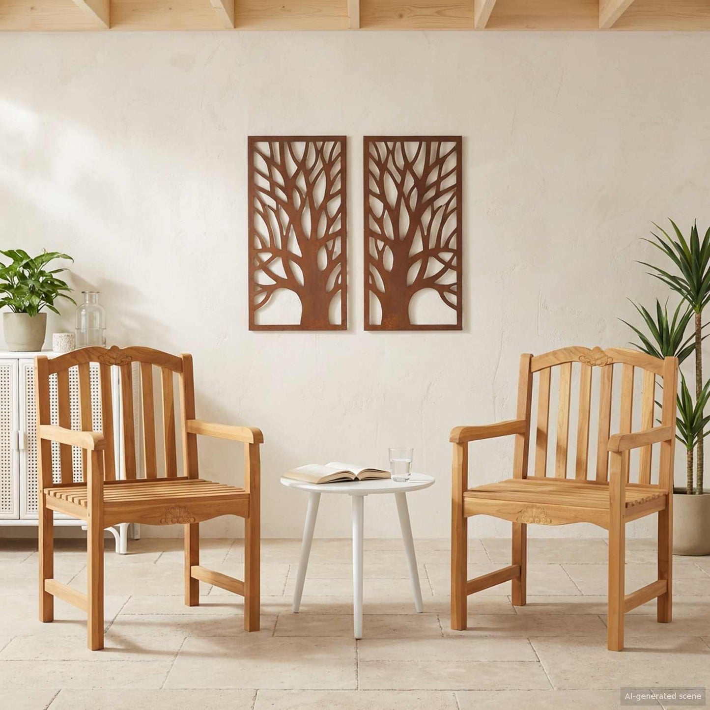 Sedia da Giardino 2 pcs Naturale 58 x 60 x 93 cm