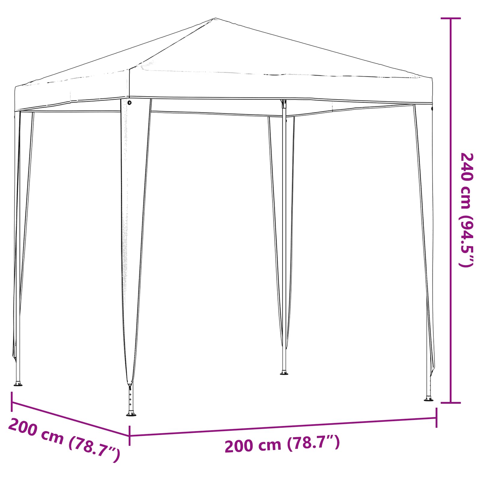 Tenda Party 200 x 200 x 240 cm Grigio Chiaro PE e Acciaio | homemem39