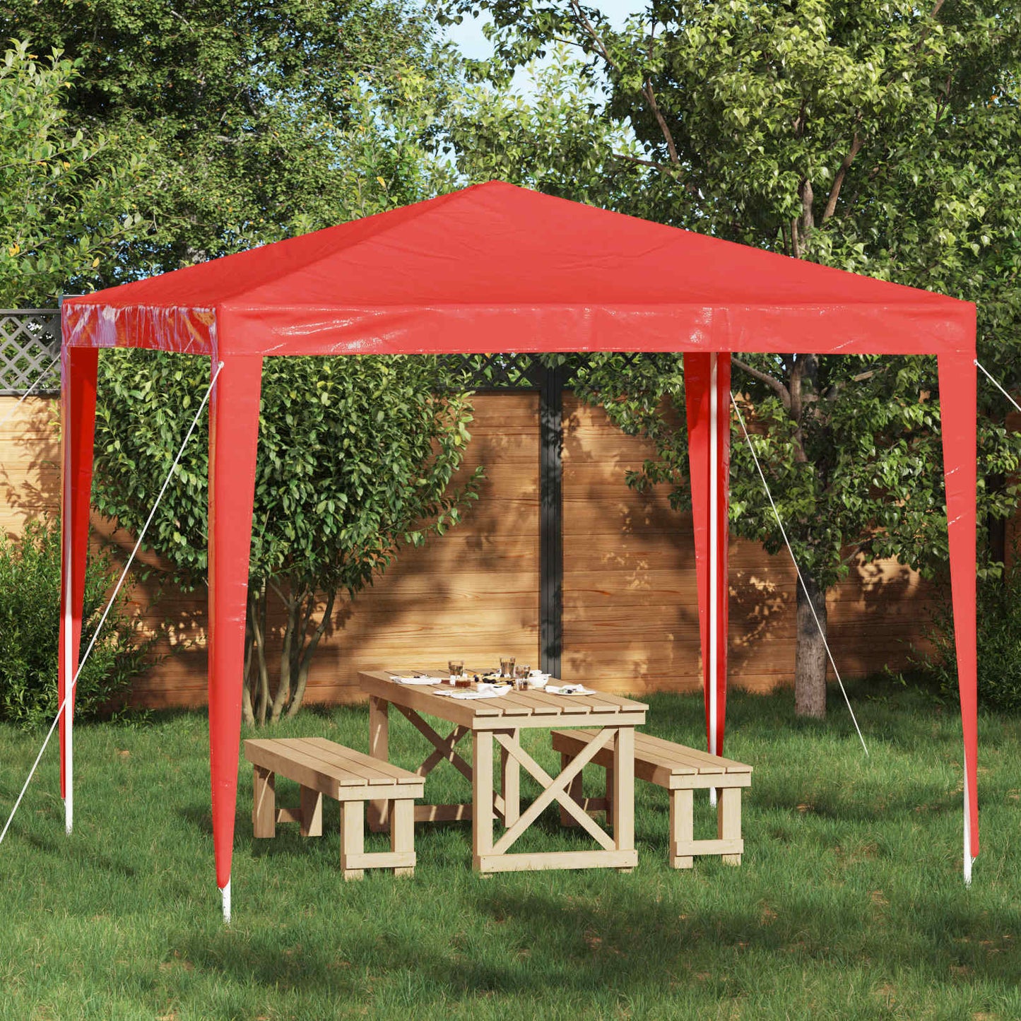 Tenda Party 250 x 250 x 240 cm Rosso PE e Acciaio