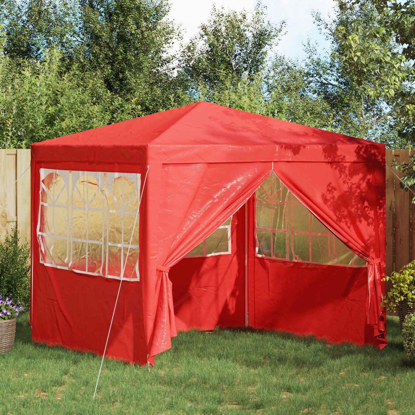 Tenda Party Rosso 250 x 250 x 240 cm PE e Acciaio