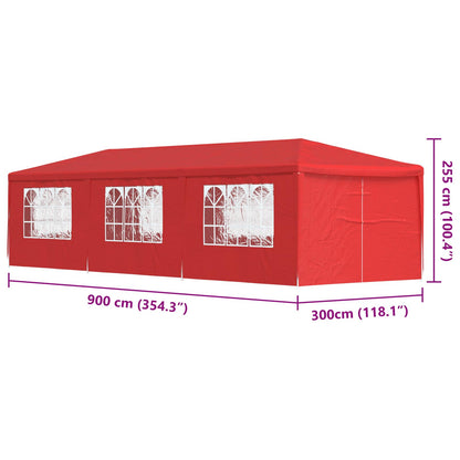 Tenda Party 900 x 300 x 255 cm Rosso PE e Acciaio | homemem39