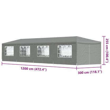 Tenda Party 1200 x 300 x 255 cm Grigio Chiaro PE e Acciaio | homemem39