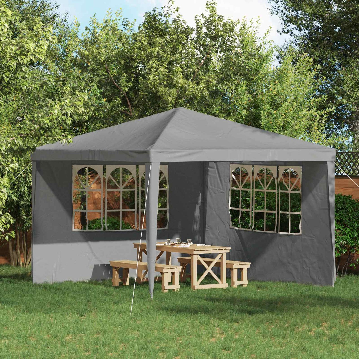 Parete per tenda da festa 2 pcs 300 x 195 cm Grigio Chiaro | homemem39