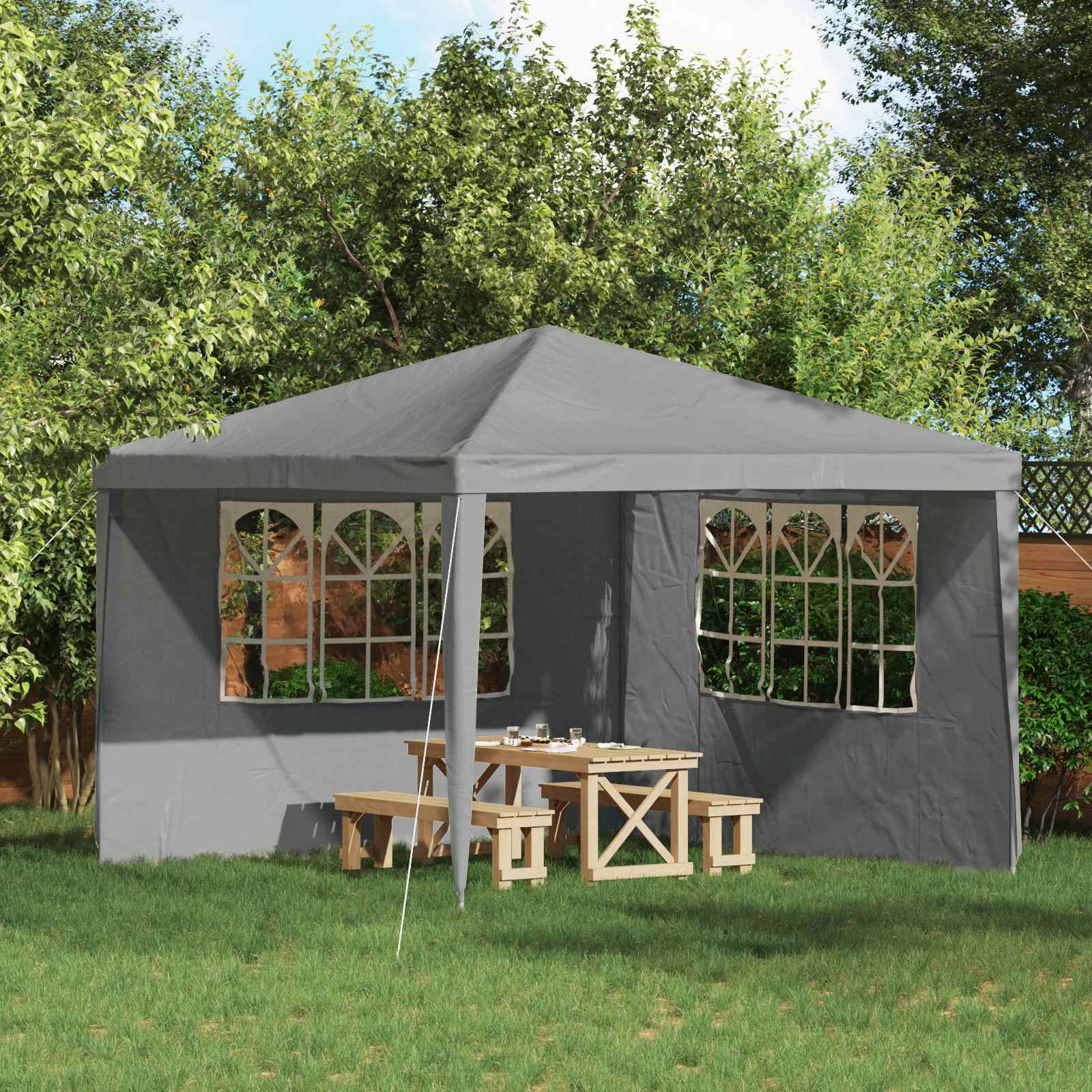 Parete per tenda da festa 2 pcs 300 x 195 cm Grigio Chiaro | homemem39