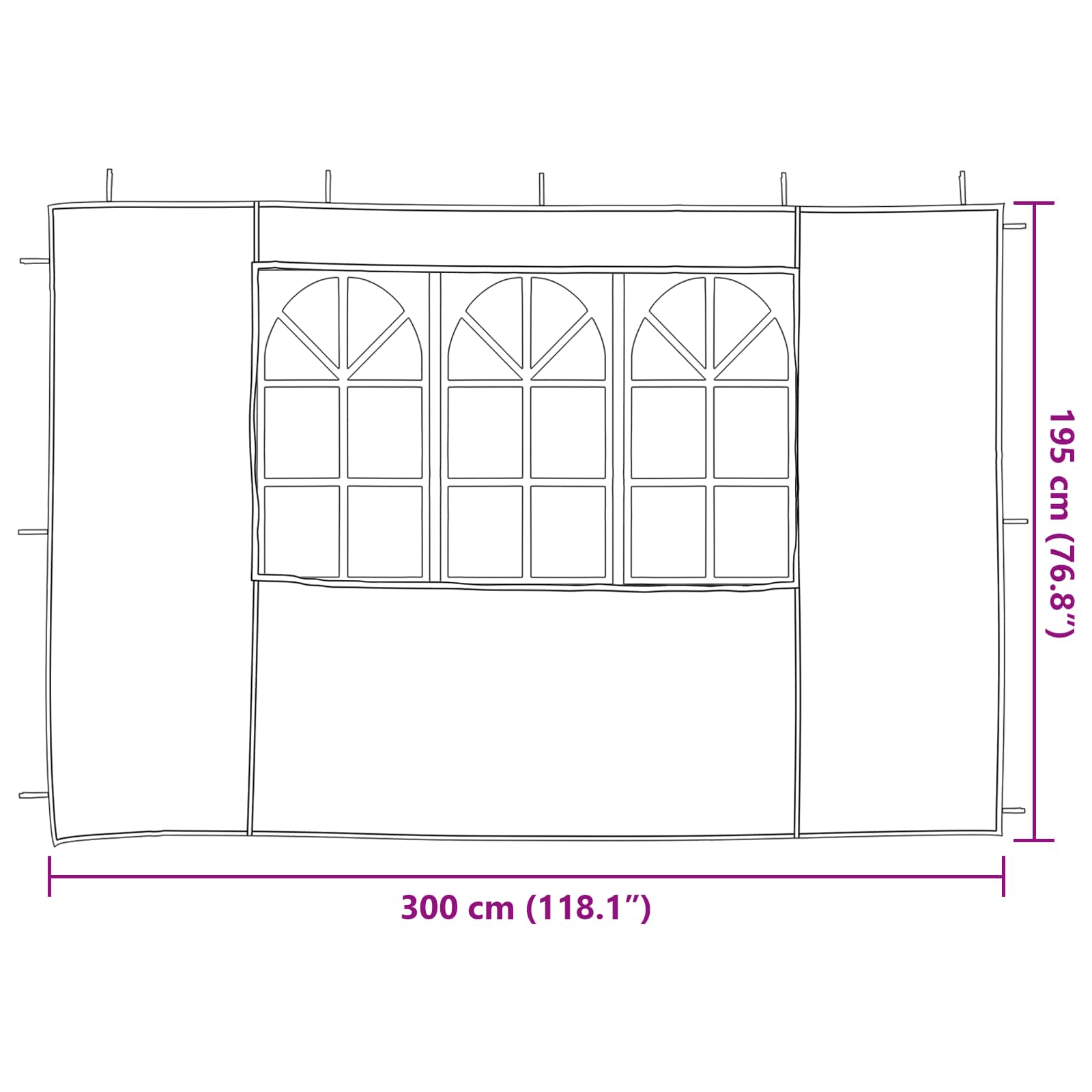 Parete per tenda da festa 2 pcs 300 x 195 cm Grigio Chiaro | homemem39