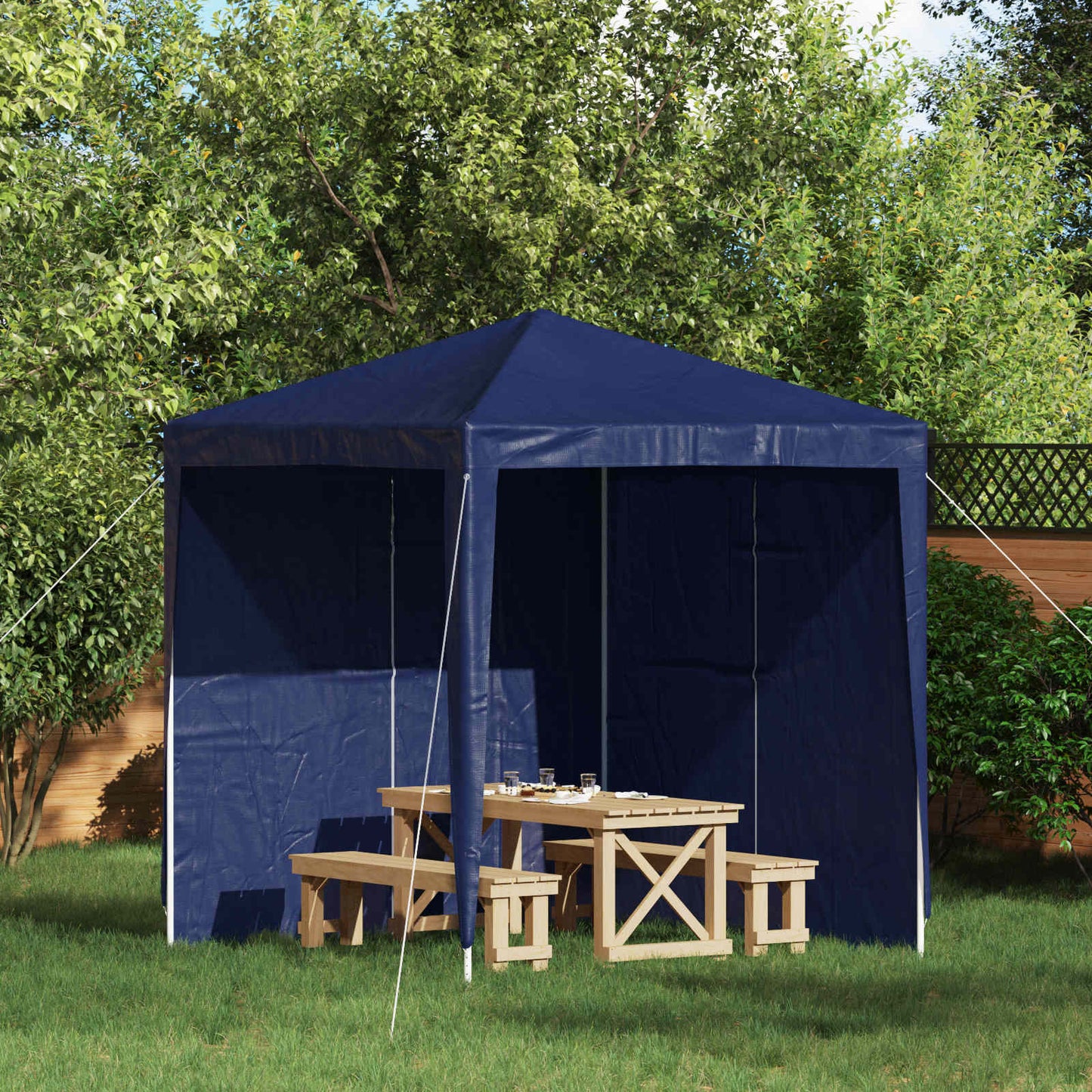 Parete per tenda da festa 2 pcs Blu 200 x 195 cm PE e Acciaio | homemem39