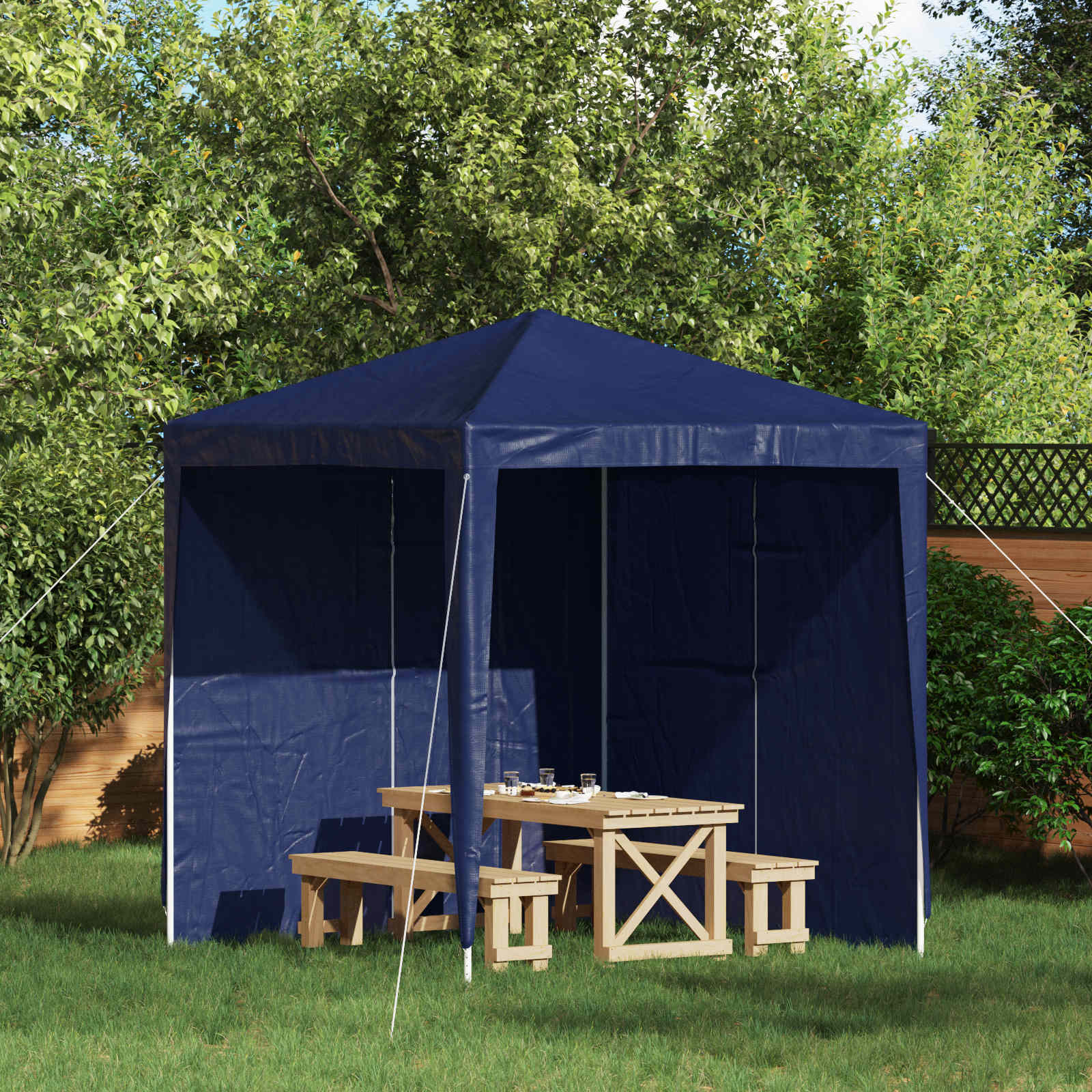 Parete per tenda da festa 2 pcs Blu 200 x 195 cm PE e Acciaio | homemem39