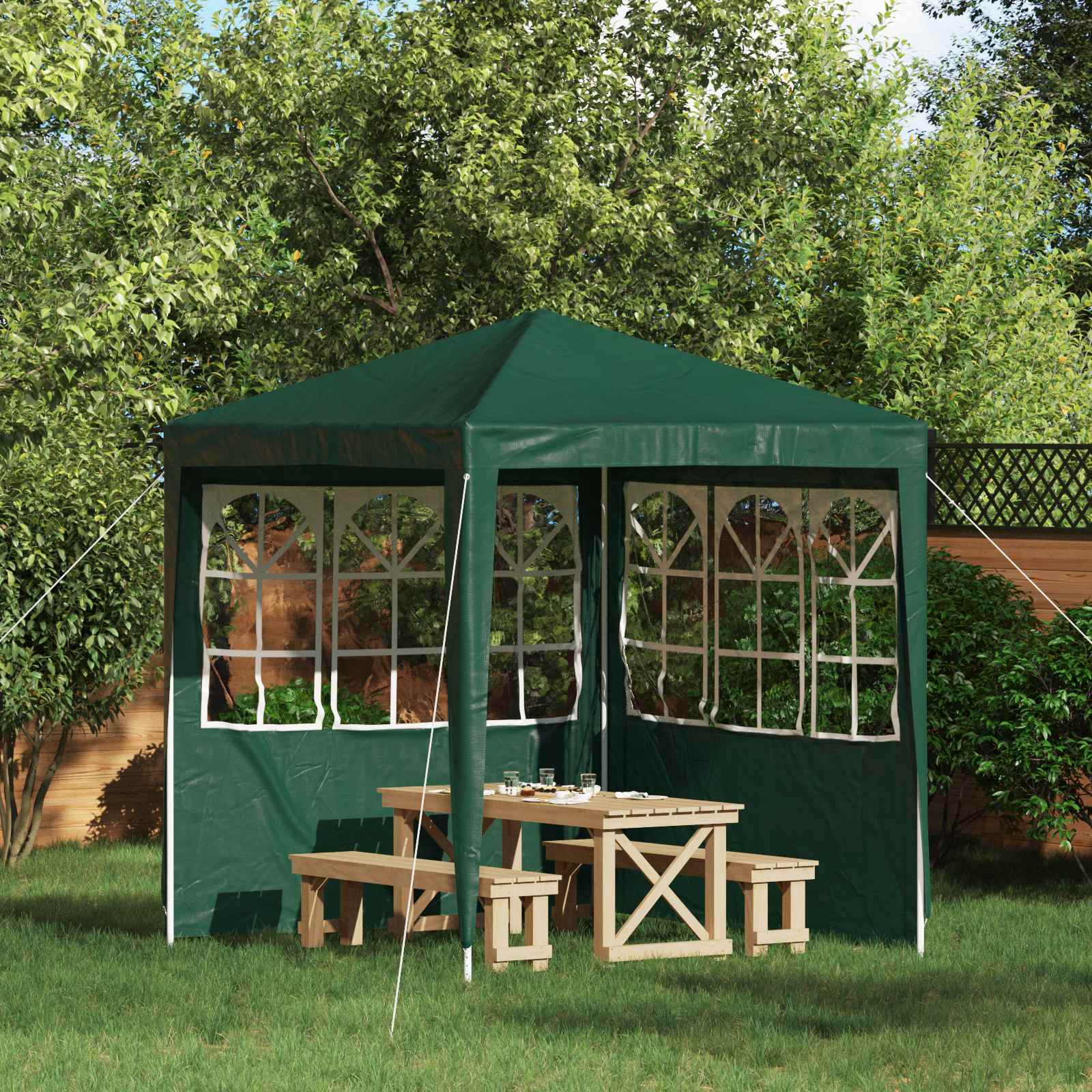 Parete per tenda da festa 2 pcs 200 x 195 cm Verde PE e Acciaio | homemem39