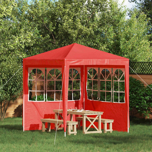 Parete per tenda da festa 2 pcs 200 x 195 cm Rosso PE e Acciaio | homemem39