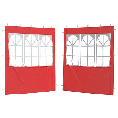 Parete per tenda da festa 2 pcs 200 x 195 cm Rosso PE e Acciaio | homemem39