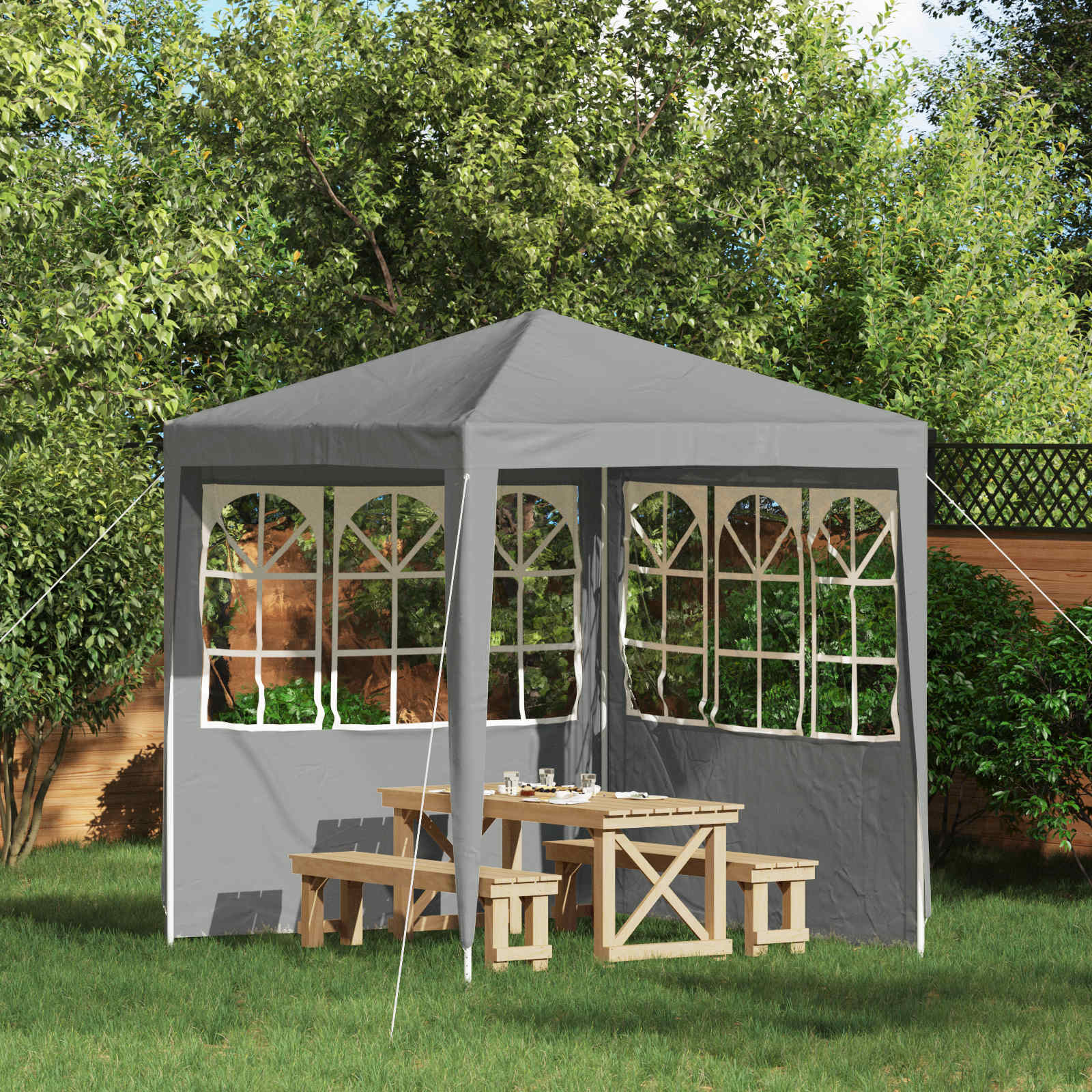 Parete per tenda da festa 2 pcs 200 x 195 cm Grigio Chiaro | homemem39