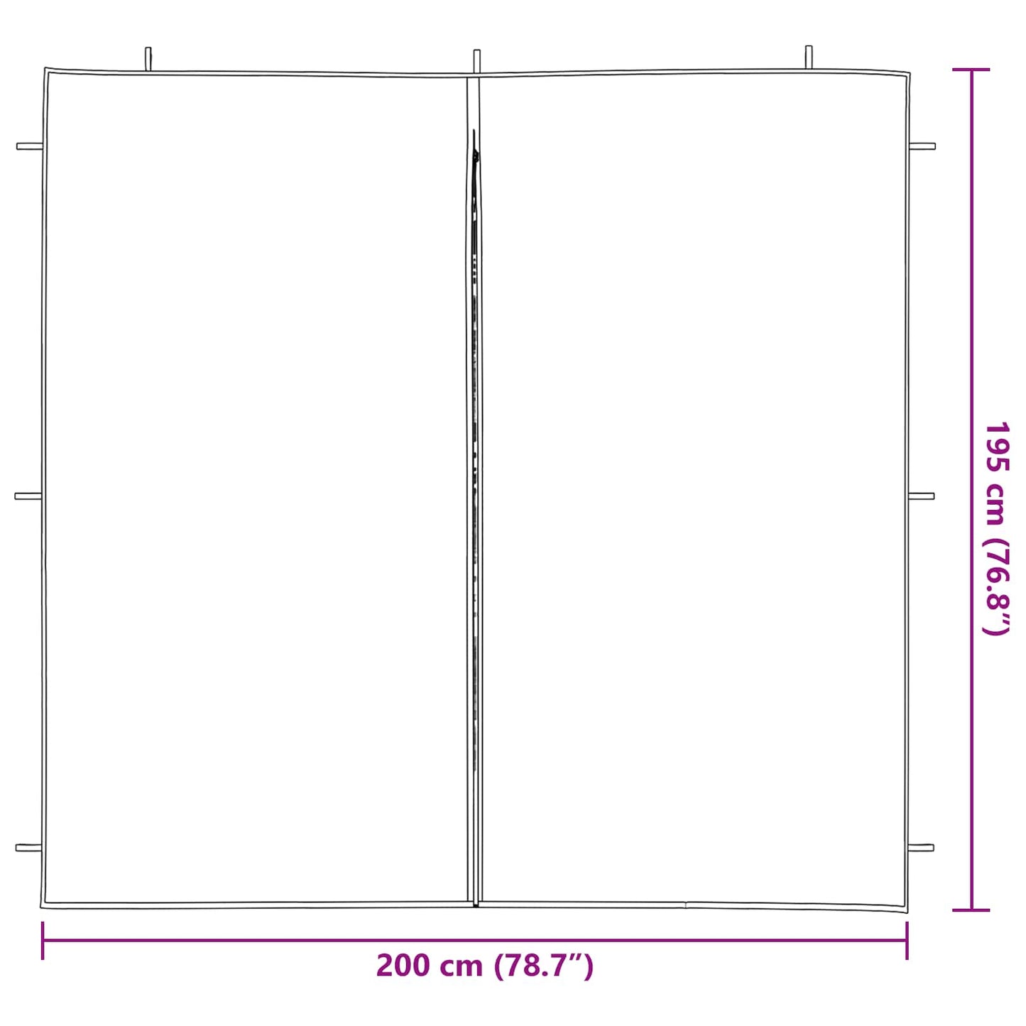 Parete per tenda da festa 2 pcs Rosso 200 x 195 cm PE e Acciaio | homemem39