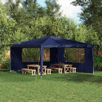 Parete per tenda da festa 2 pcs 400 x 195 cm Blu PE e Acciaio | homemem39