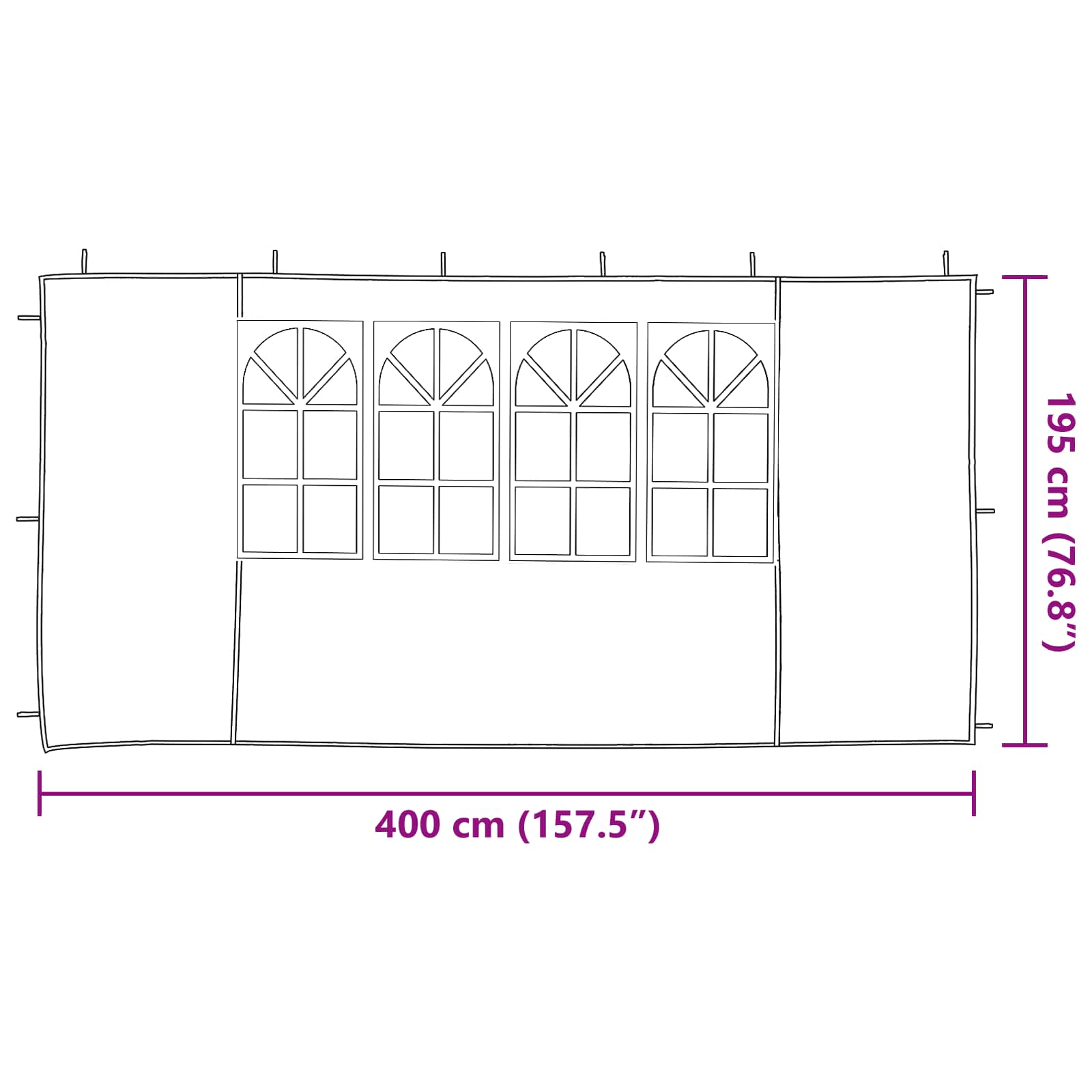 Parete per tenda da festa 2 pcs 400 x 195 cm Blu PE e Acciaio | homemem39