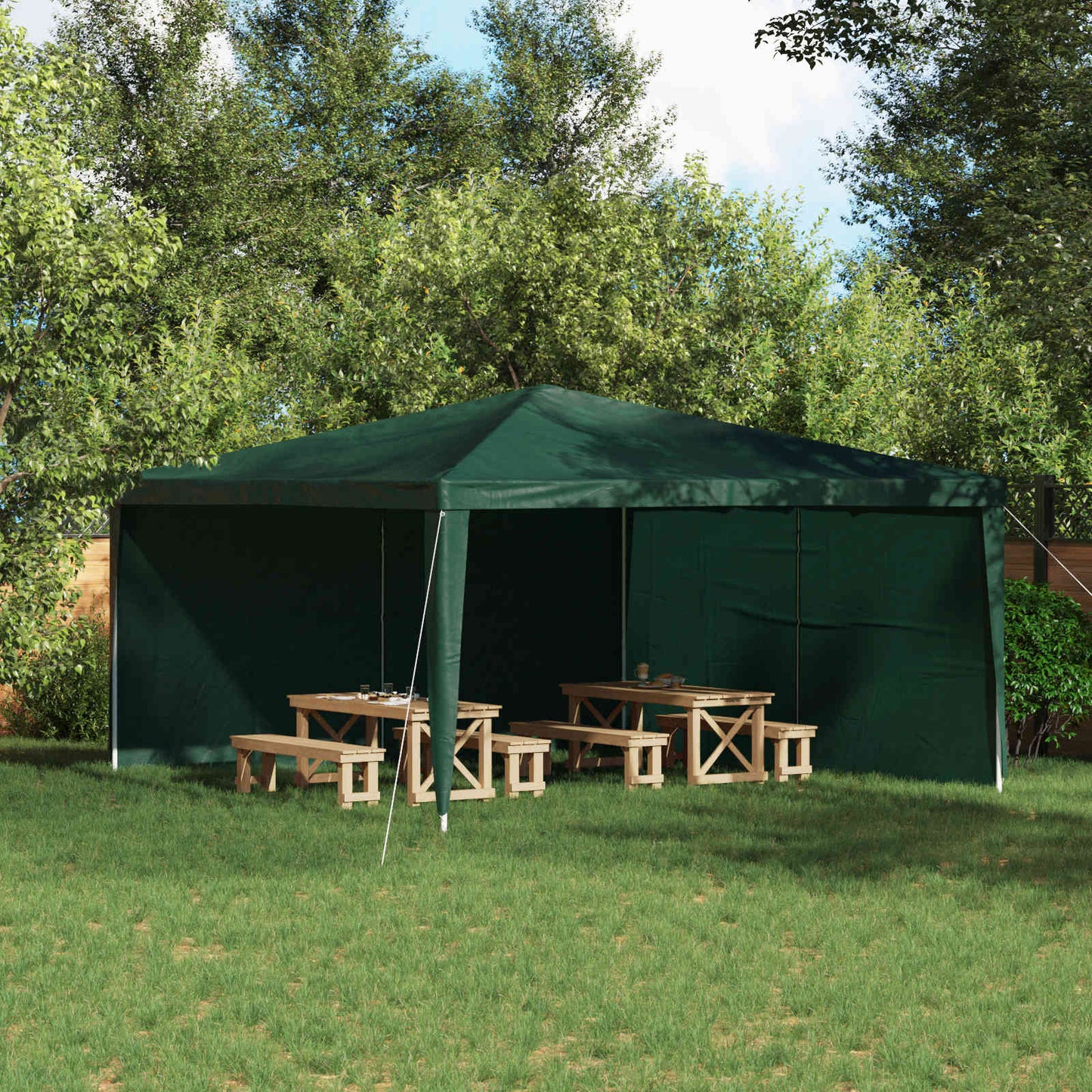 Parete per tenda da festa 2 pcs Verde 400 x 195 cm PE e Acciaio | homemem39