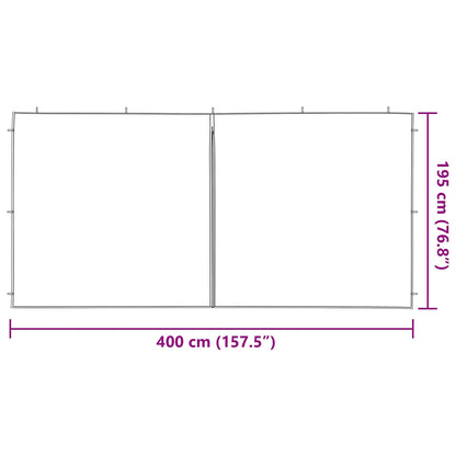 Parete per tenda da festa 2 pcs Verde 400 x 195 cm PE e Acciaio | homemem39
